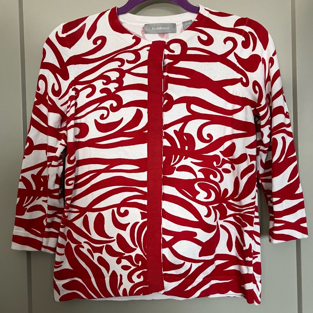 Red and White Cardigan